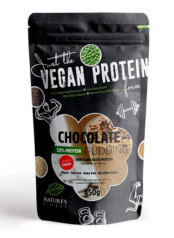 

Natures Finest Vegan 52% Protein Pudding Powder with Sweetened with Stevia, 450g, Chocolate