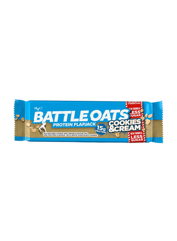 

Battle Oats Cookies and Cream Protein Flapjack Snacks, 70g