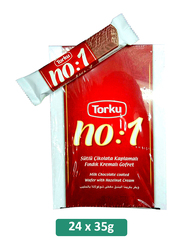 توركو نمبر 1 ويفر مغطى بشوكولاتة الحليب الأصلية مع كريمة البندق ، 24 قطعة × 35 جم