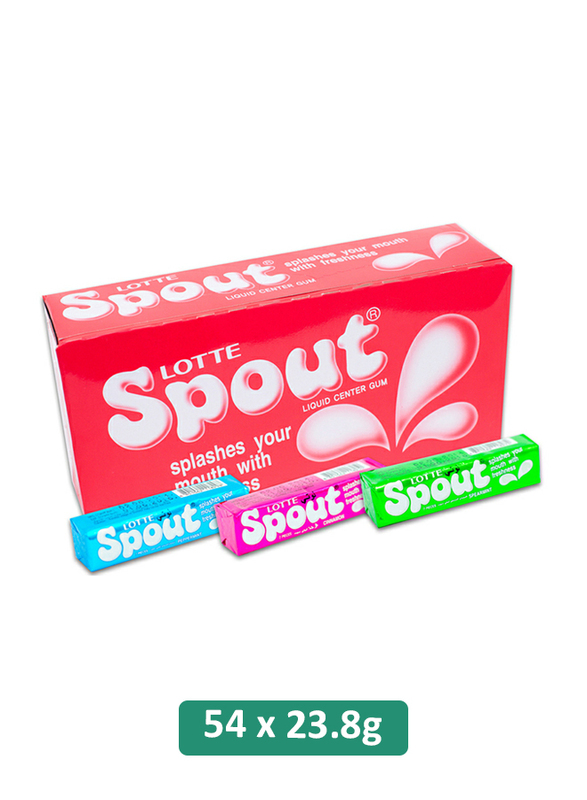 Lotte Spout Cinnamon Spearment & Peppermint Flavored Liquid Center Gum, 54 Pieces x 23.8g
