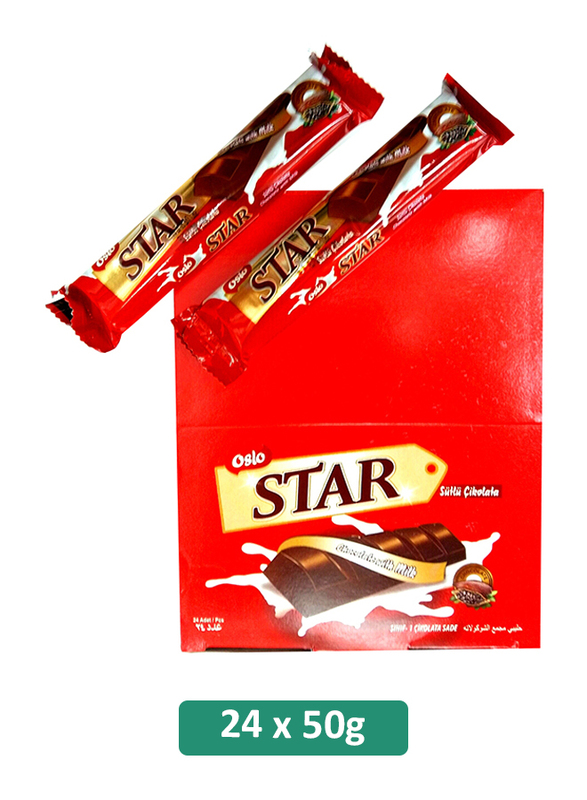 Oslo Star Bar Chocolate with Milk, 24 Pieces x 40g