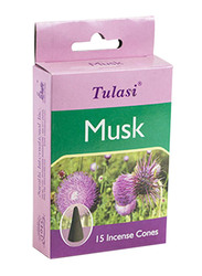 Tulasi Musk Incense Dhoop Cones, 15 Pieces, Purple