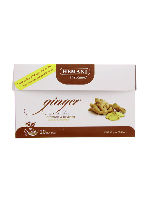 Hemani Live Natural Herbal Ginger Tea, 20 Tea Bags