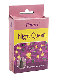 Tulasi Night Queen Incense Dhoop Cones, 15 Pieces, Purple