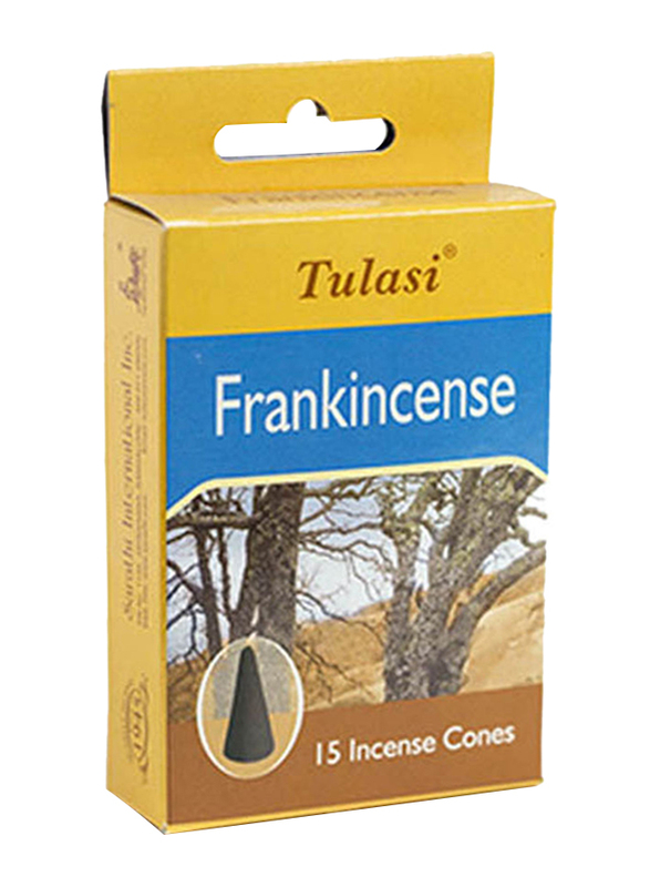 Tulasi Frankincense Incense Dhoop Cones, 15 Pieces, Yellow