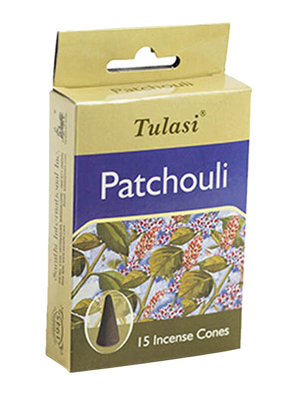 

Tulasi Patchouli Incense Dhoop Cones, 15 Pieces, Green