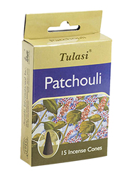 Tulasi Patchouli Incense Dhoop Cones, 15 Pieces, Green