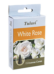 Tulasi White Rose Incense Dhoop Cones, 15 Pieces, White