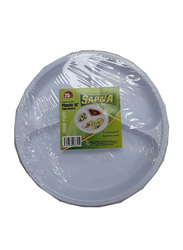 Sapna 10-inch 25-Piece Plastic Round Disposable Plain Divided Plate, White
