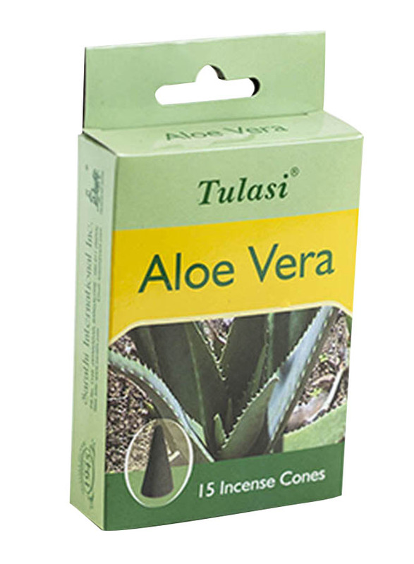 Tulasi Aloe Vera Incense Dhoop Cones, 15 Pieces, Green