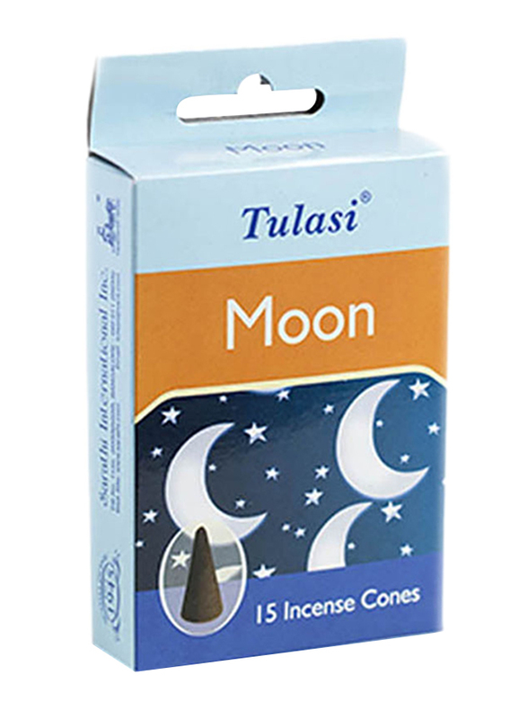 Tulasi Moon Incense Dhoop Cones, 15 Pieces, Blue