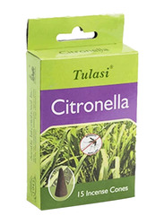 Tulasi Citronella Incense Dhoop Cones, 15 Pieces, Green