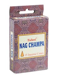 Tulasi Nag Champa Incense Dhoop Cones, 15 Pieces, Brown