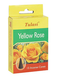 Tulasi Yellow Rose Incense Dhoop Cones, 15 Pieces, Yellow