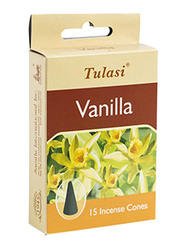 Tulasi Vanilla Incense Dhoop Cones, 15 Pieces, Yellow