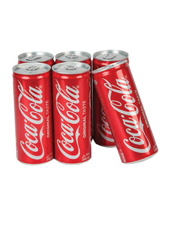 Coco Cola Regular Soft Drink, 6 Cans x 245ml