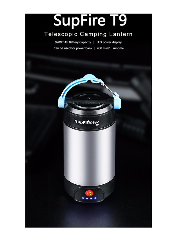 SupFire T9 Dual-USB Camping Light, Grey/White