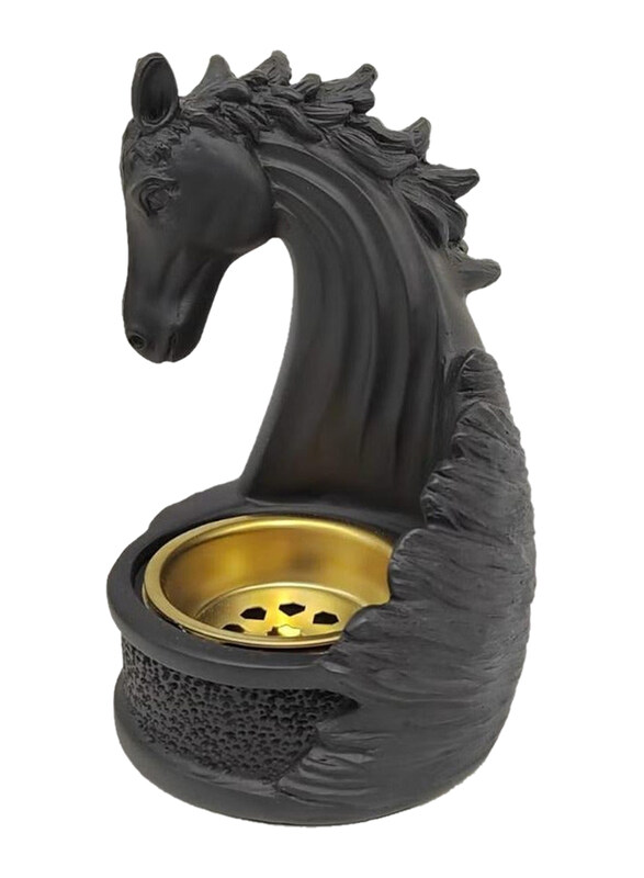 

Generic Horse shape Charcoal Incense Burner Bakhoor Office & Home Decor, Black/Gold