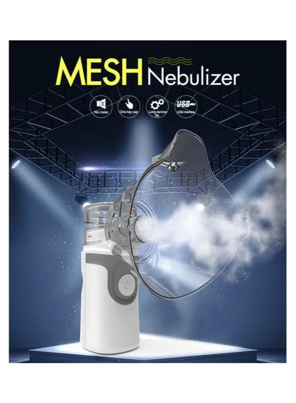 Handheld Mesh Steaming Silent Nebulizer Inhaler, White/Clear