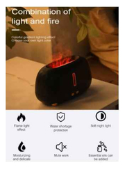 Air Purifier Essential Oil Machine Night Lights Aroma Diffuser Colourful Flame Humidifier, 250ml, Black
