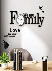 Acrylic 3D Large "We Are Family" Silent Wall Clock Decor, Black