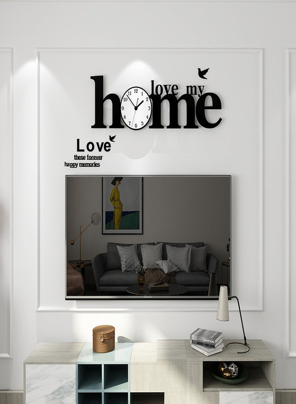 Love My Home Acrylic 3D DIY Wall Clocks for Office & Home, Black/White