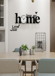 Acrylic 3D Large "Love My Home" Silent Wall Clock Decor, Black