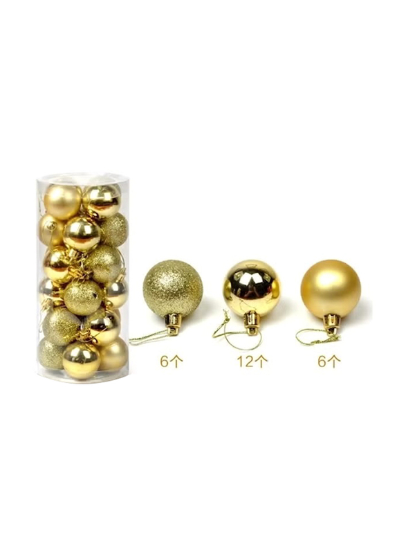 4cm Tree Ball Set, 24 Pieces, Gold