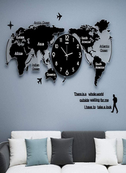 DIY 3D World Map Acrylic Wall Clock Decor, Black