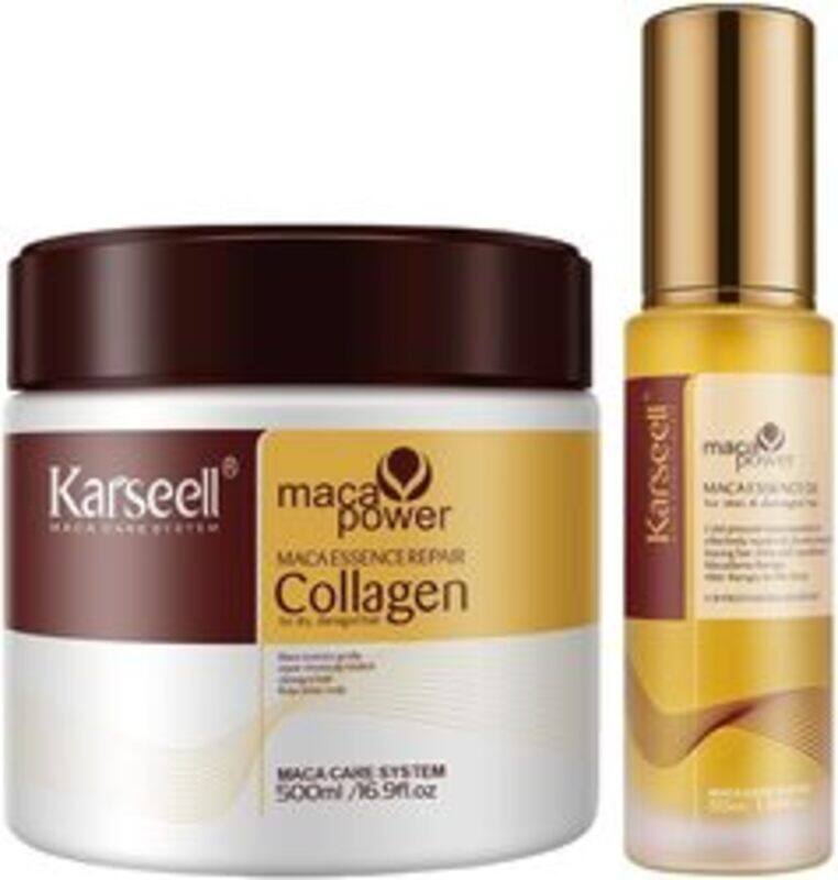 

Karseell Collagen Hair Treatment Deep Repair Conditioning All Hair Types 16.90 oz 500ml + Argan Oil Hair Serum for Dry Damaged Hair 50ml