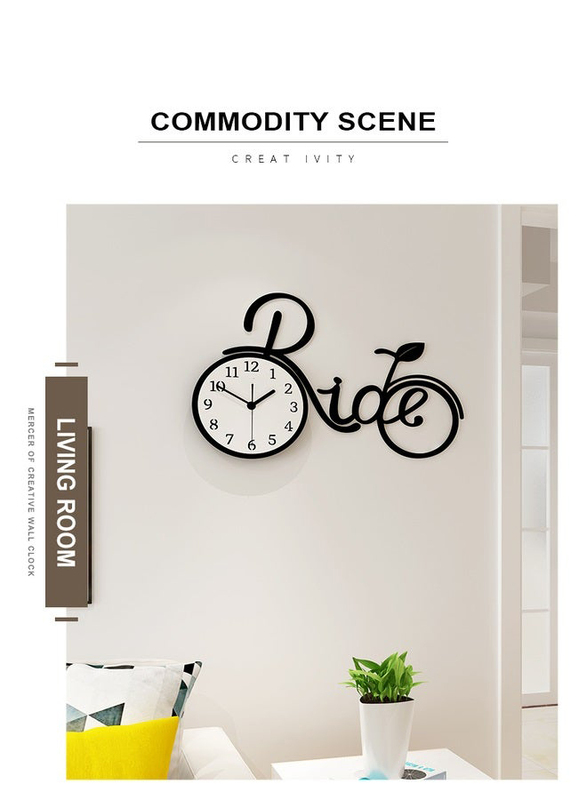 Modern Creative Ride Bicycle Wall Clock for Home & Office, Black/White