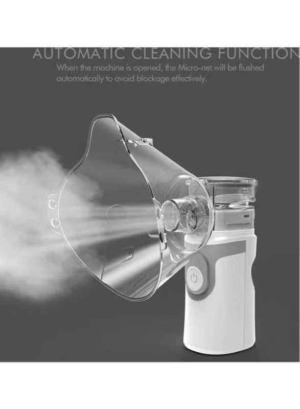 Handheld Mesh Steaming Silent Nebulizer Inhaler, White/Clear