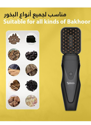 Bukhoon USB Rechargeable Electric Oud Bakhoor Incense Burner Mabkhara with Soft Comb, Black