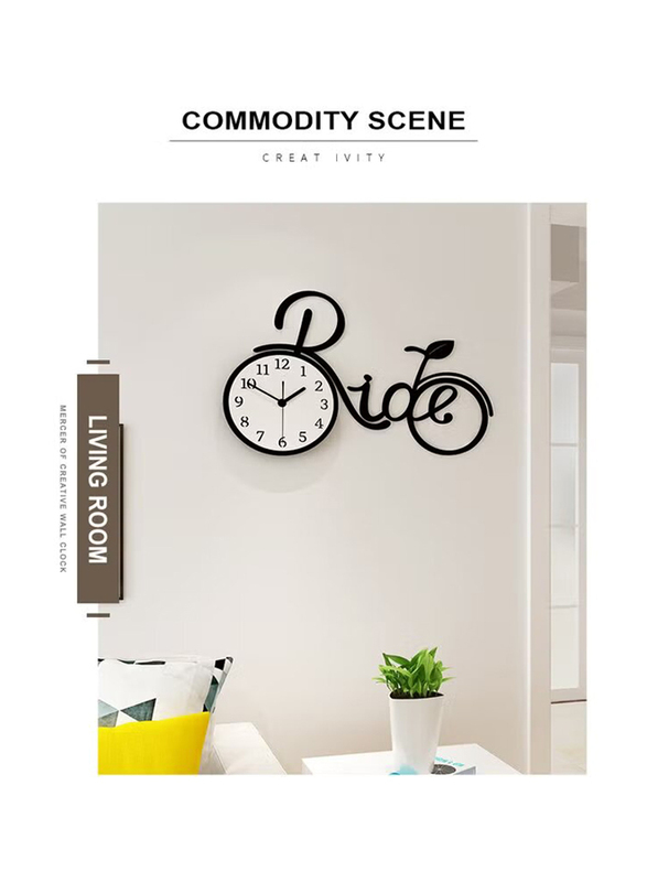 Acrylic Large Ride Bicycle 3D Wall Clock, Black
