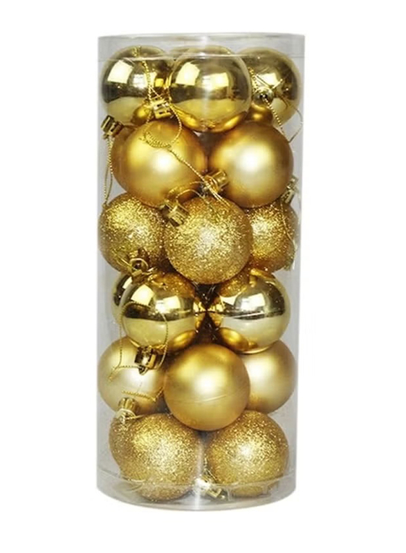 4cm Tree Ball Set, 24 Pieces, Gold