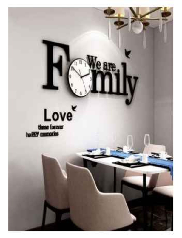 We Are Family DIY Acrylic Wall Clock, White/Black