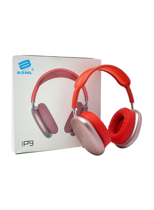 Bsnl P9 Wireless / Bluetooth Over-Ear Headphone with Mic, Red