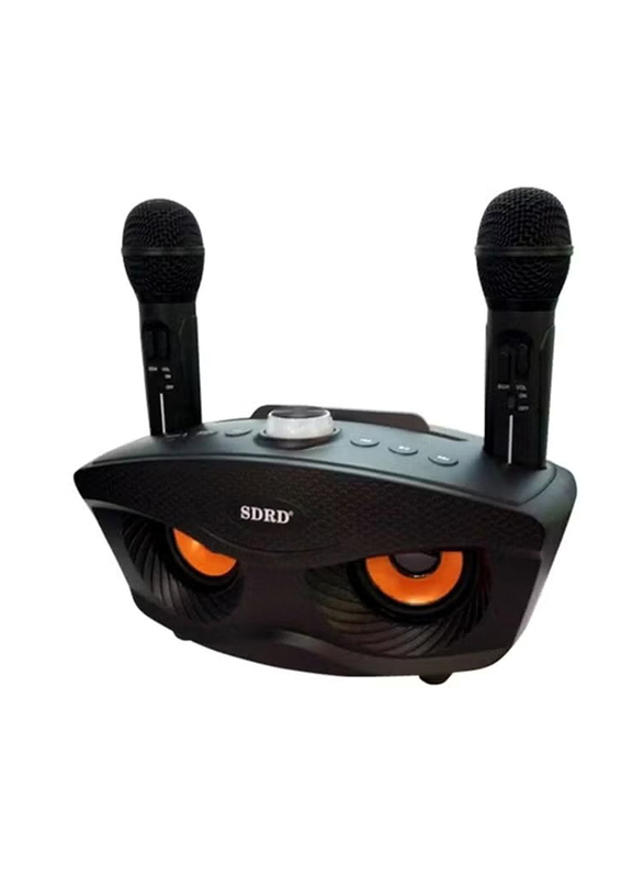 SDRD Wireless Bluetooth Speaker with 2 Microphones Portable Karaoke Machine Princess, Black