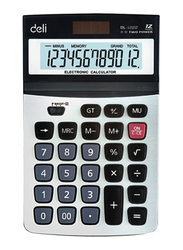 Deli 12-Digit Basic Calculator, Black/White