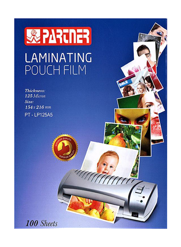 Partner A5 Lamination Pouch Film, 100 Sheets, Clear
