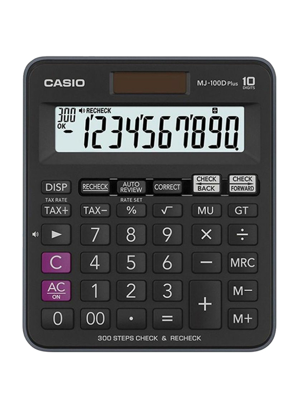 Casio 10-Digit Basic Calculator, MJ-100D Plus, Black