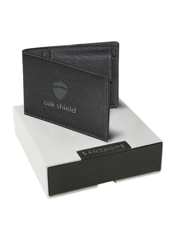 

Santhome Genuine Leather Anti-theft Slimfold Full-grain Card Flap Bifold Wallet for Men, Black