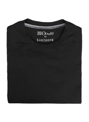 Santhome Bio180 Short Sleeve Crew Neck T-Shirt for Men, Extra Large, Black