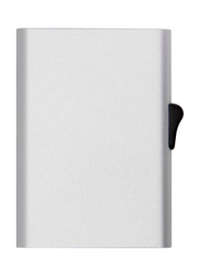 سي- سيكيور RFID محفظة معدنية صغيرة رفيعة ضد القشط لحمل البطاقة للرجال ، فضي