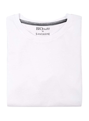 Santhome Bio180 Short Sleeve Crew Neck T-Shirt for Men, Extra Large, White