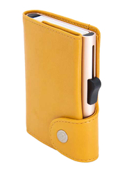 C-Secure Leather Minimalist Card Holder Wallet for Men, RFID NFC Blocking, Solis Mustard