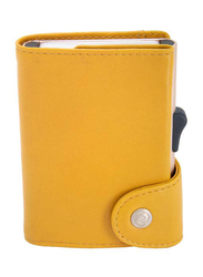 سي- سيكيور محفظة جلدية صغيرة لحمل البطاقة للرجال ، حجب RFID NFC ، خردلي سوليس