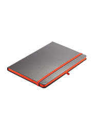 Santhome Classic Lined Notebook with Hardcover Ruled, 3mm Elastic Closure, 192 Pages, 70 GSM, A5 Size, 5 Pieces, Black/Orange
