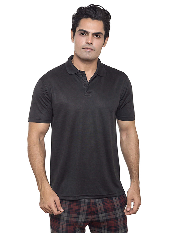 Santhome Short Sleeve Polo Shirt for Men, Small, Black