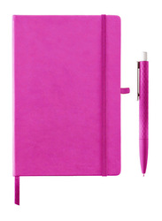 جيفتولوجي دفتر ملاحظات بغلاف مقوى ناعم الملمس مع قلم ، 192 ورقة ، 70 جي إس إم ، مقاس A5 ، وردي